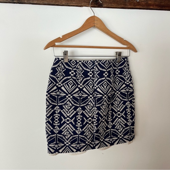 Love 21 Geometric Pattern Navy Blue and White Mini Pencil Skirt - Picture 2 of 6
